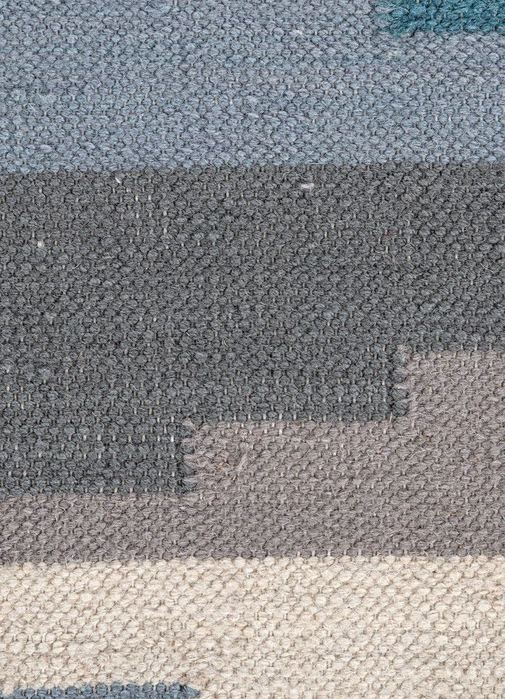 bedouin blue wool flat weaves Rug - CloseUp