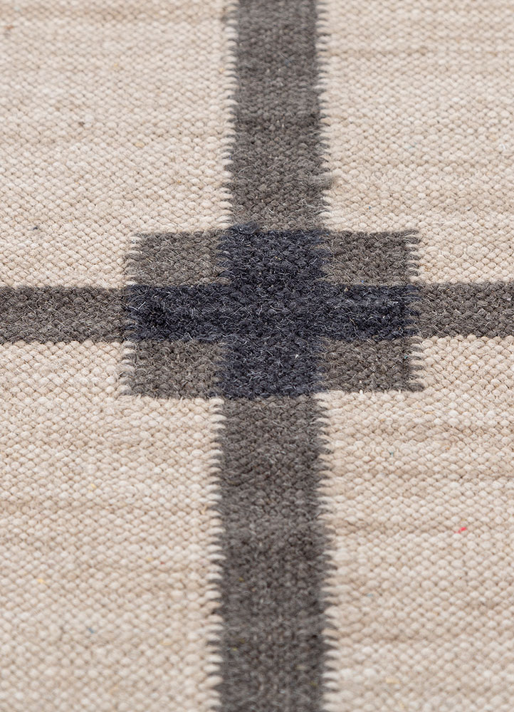 alhambra beige and brown wool flat weaves Rug - CloseUp