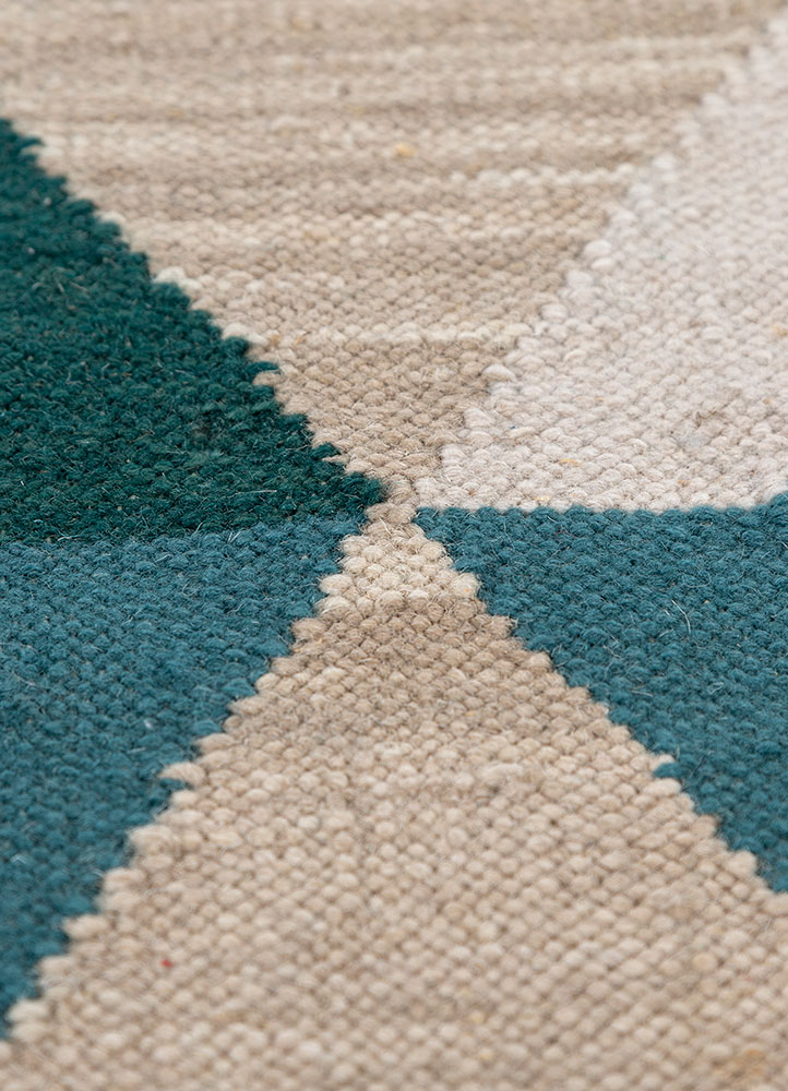 alhambra beige and brown wool flat weaves Rug - CloseUp
