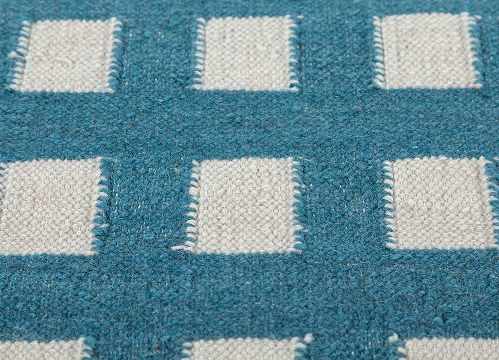 alhambra blue wool flat weaves Rug - CloseUp