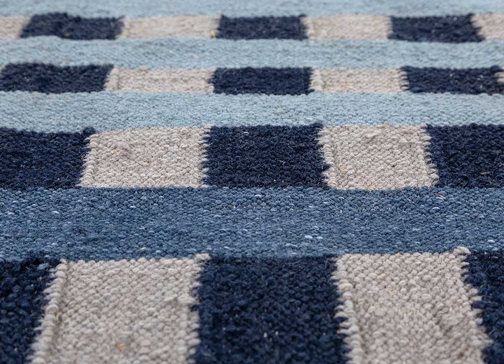 alhambra blue wool flat weaves Rug - CloseUp
