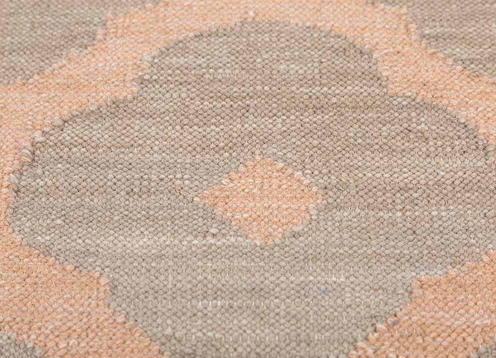 alhambra beige and brown wool flat weaves Rug - CloseUp