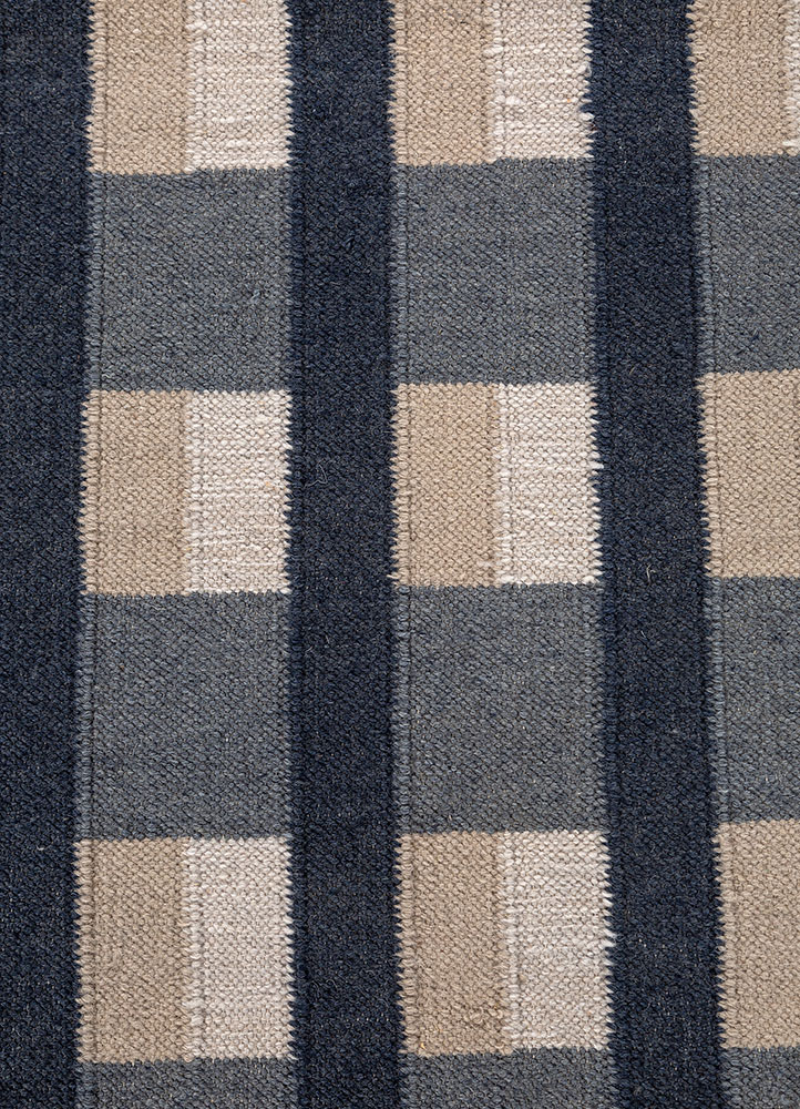 alhambra blue wool flat weaves Rug - CloseUp