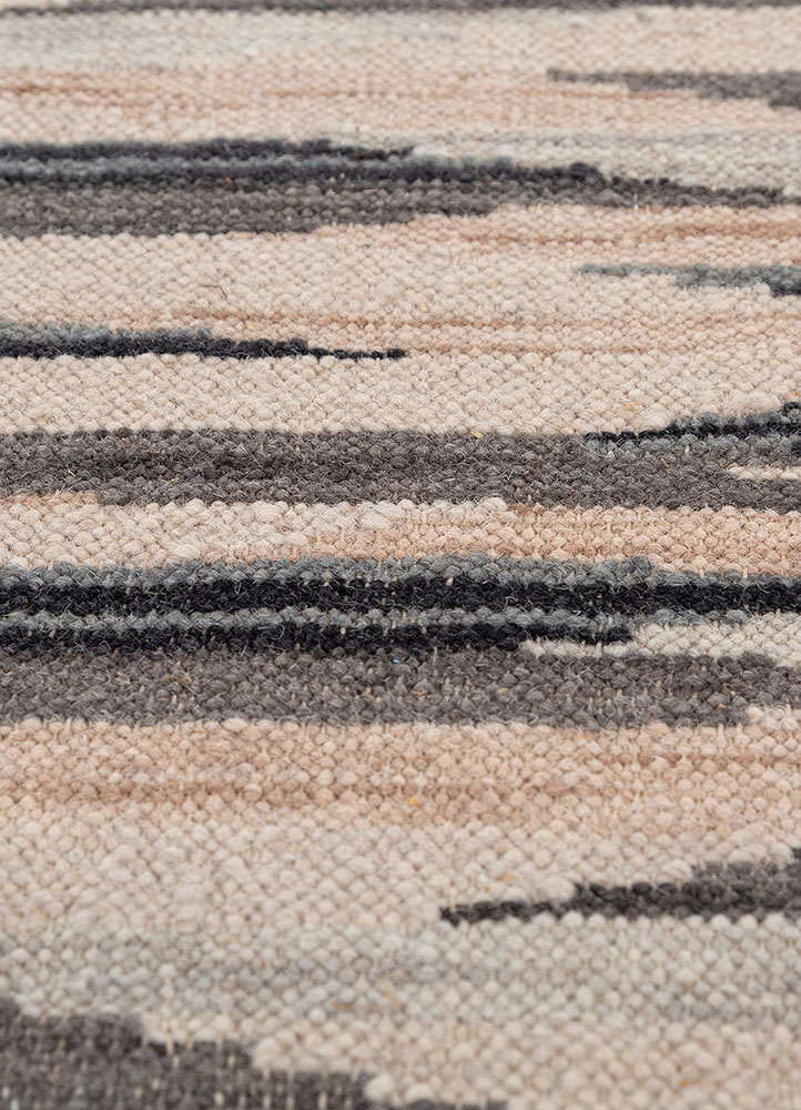 indusbar red and orange wool flat weaves Rug - CloseUp