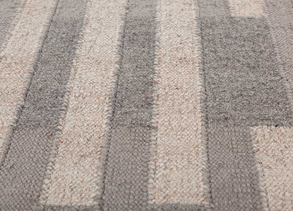 checkers ivory wool flat weaves Rug - CloseUp