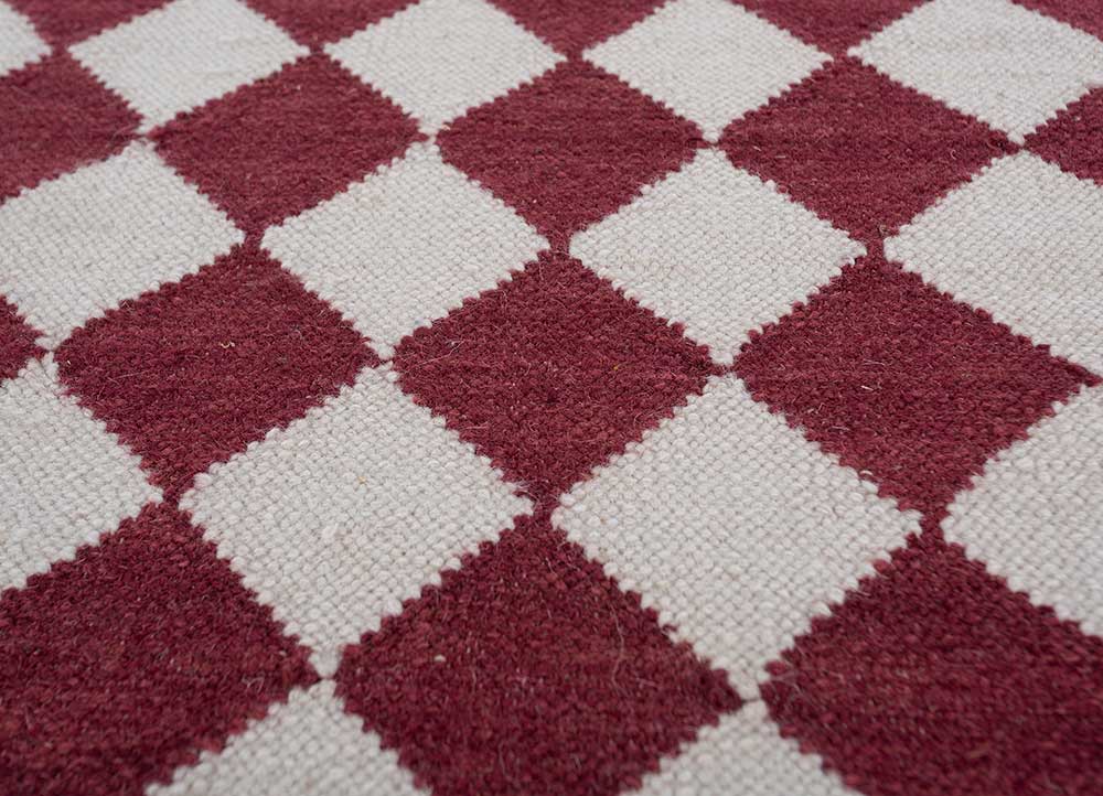 alhambra red and orange wool flat weaves Rug - CloseUp