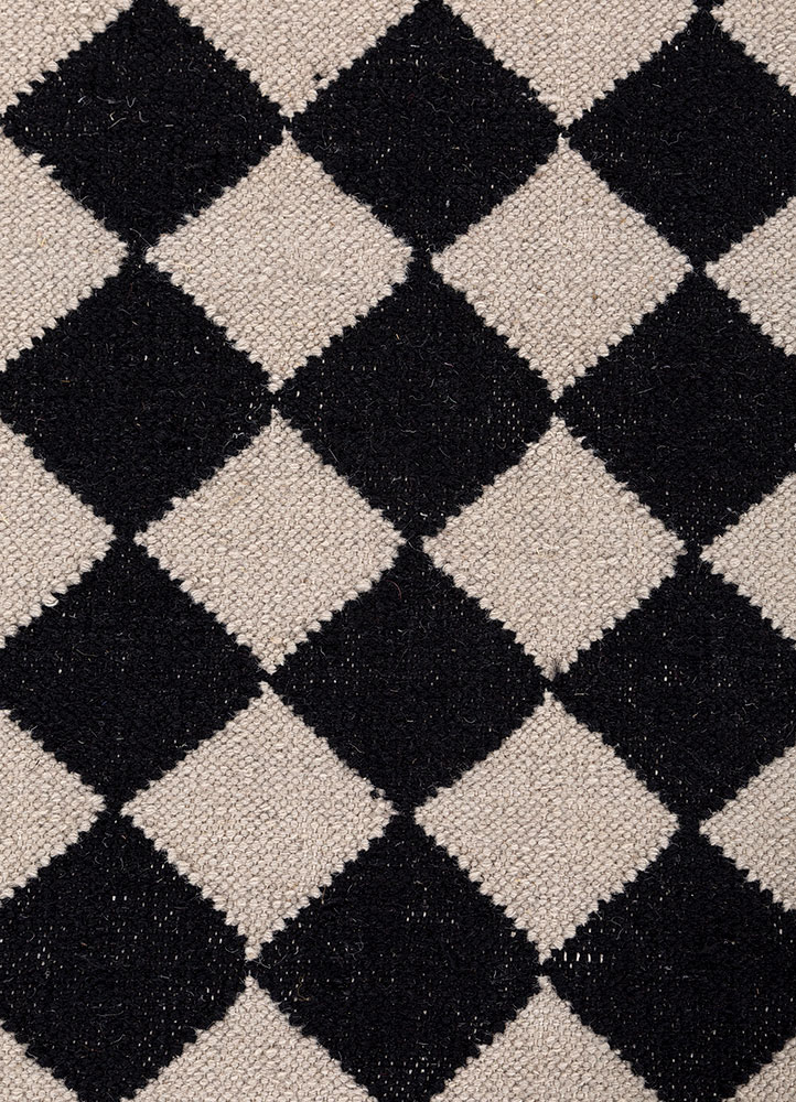 alhambra grey and black wool flat weaves Rug - CloseUp