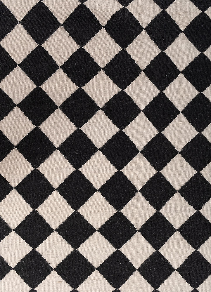 alhambra grey and black wool flat weaves Rug - CloseUp