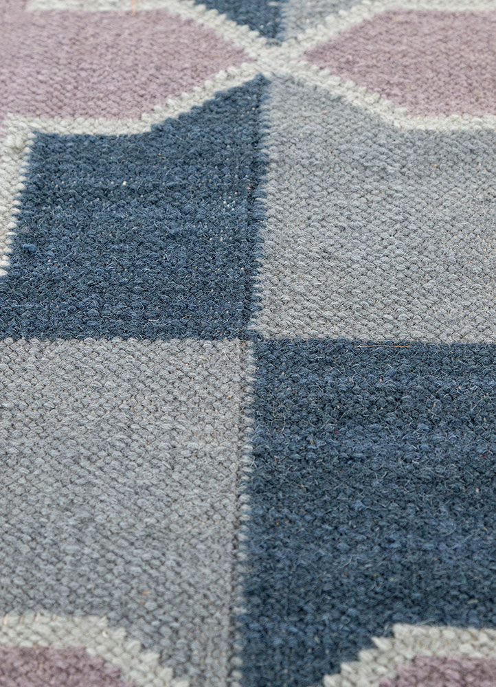 alhambra blue wool flat weaves Rug - CloseUp