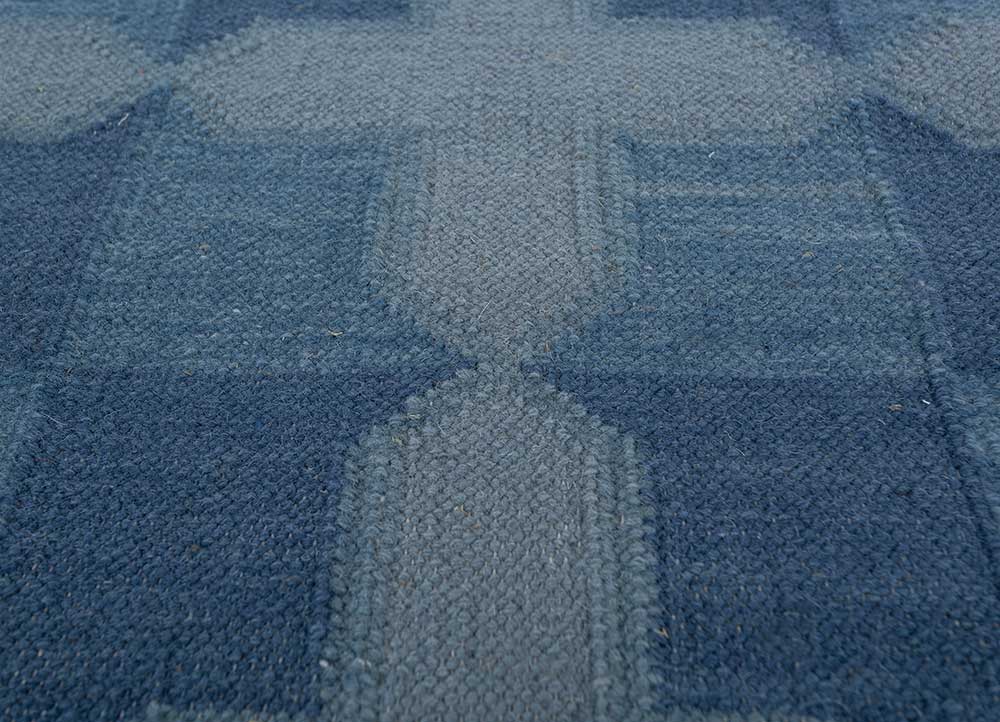 alhambra blue wool flat weaves Rug - CloseUp
