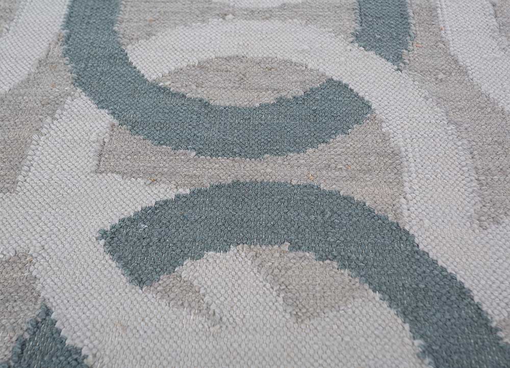 alhambra grey and black wool flat weaves Rug - CloseUp