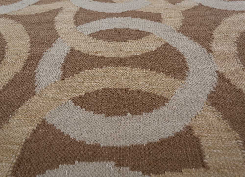 alhambra beige and brown wool flat weaves Rug - CloseUp