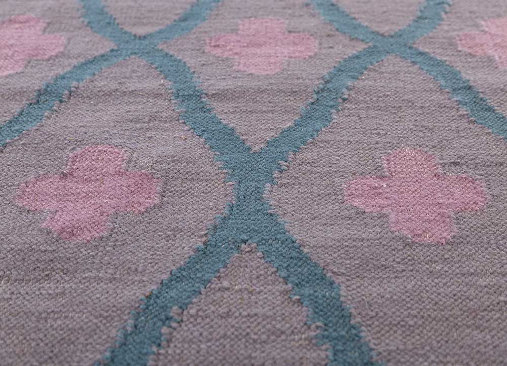 alhambra pink and purple wool flat weaves Rug - CloseUp