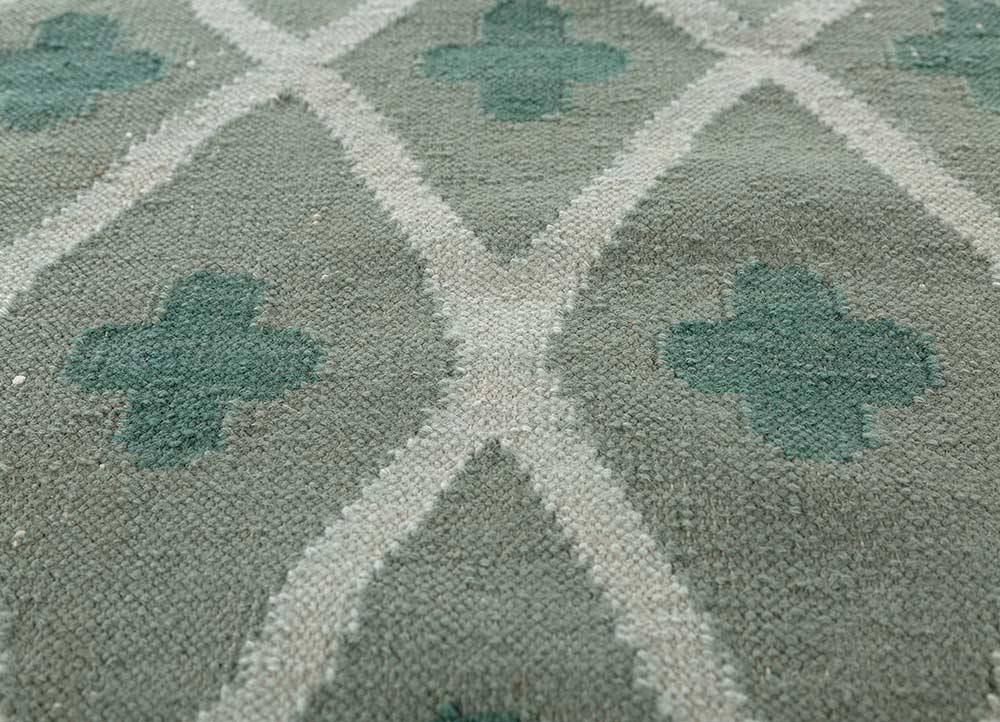 alhambra green wool flat weaves Rug - CloseUp