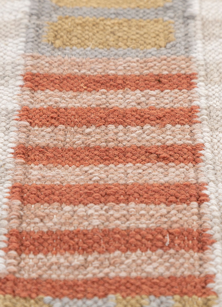checkers ivory wool flat weaves Rug - CloseUp