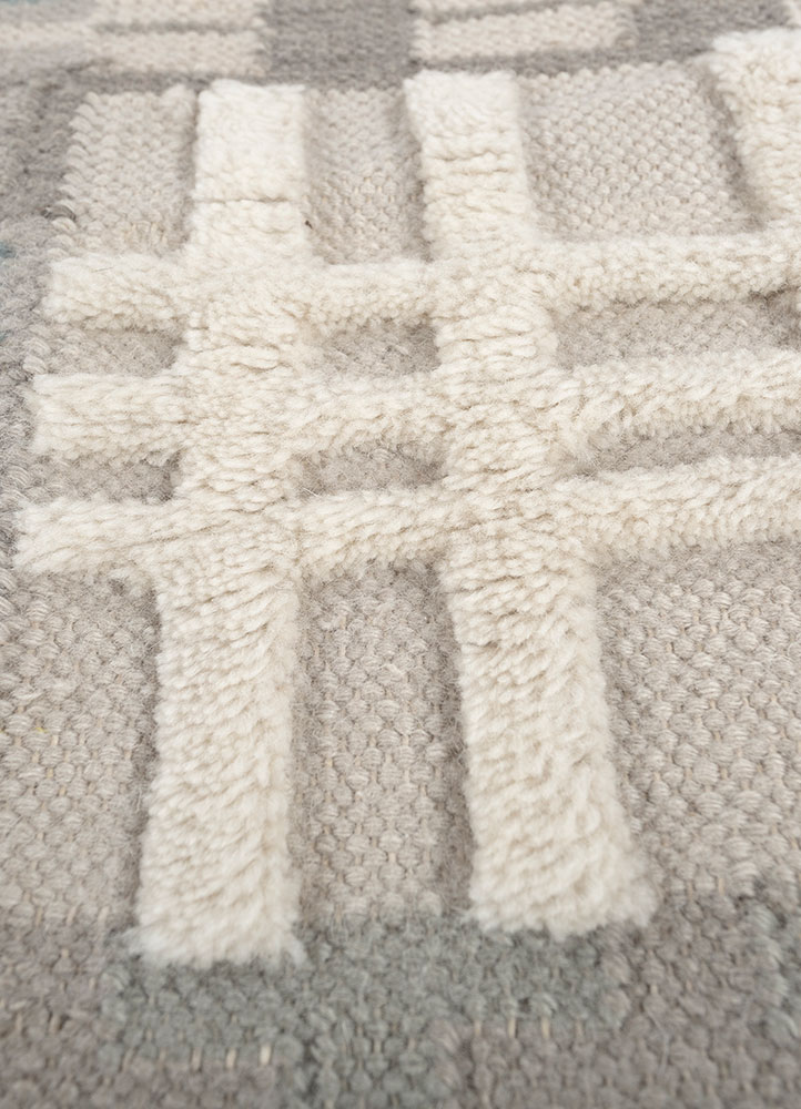 checkers grey and black wool flat weaves Rug - CloseUp
