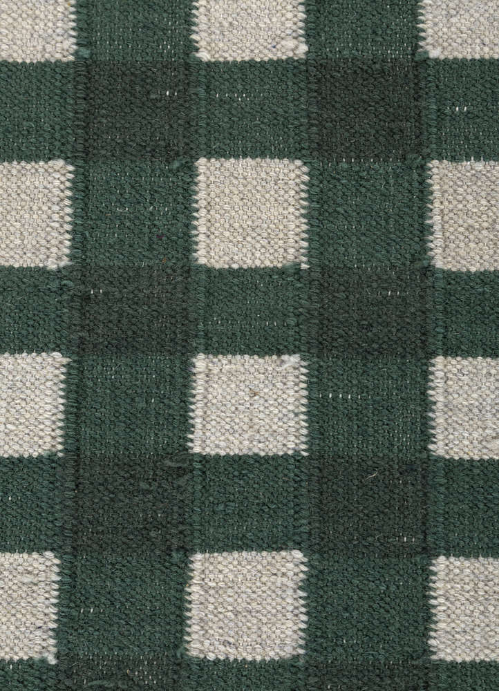 alhambra green wool flat weaves Rug - CloseUp