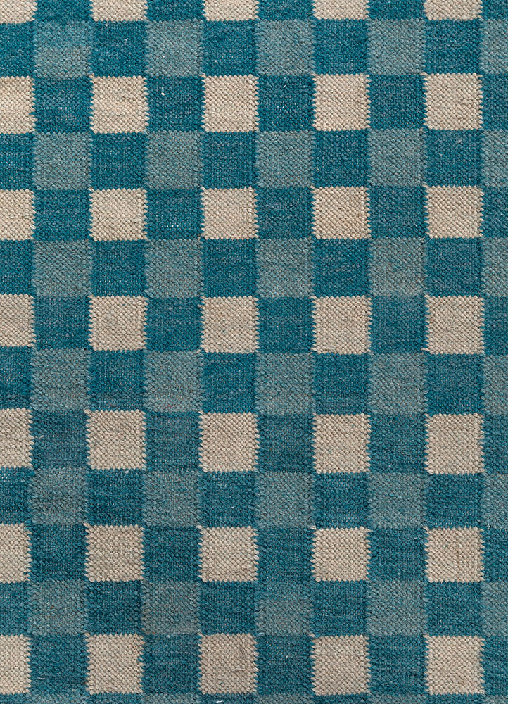 alhambra blue wool flat weaves Rug - CloseUp