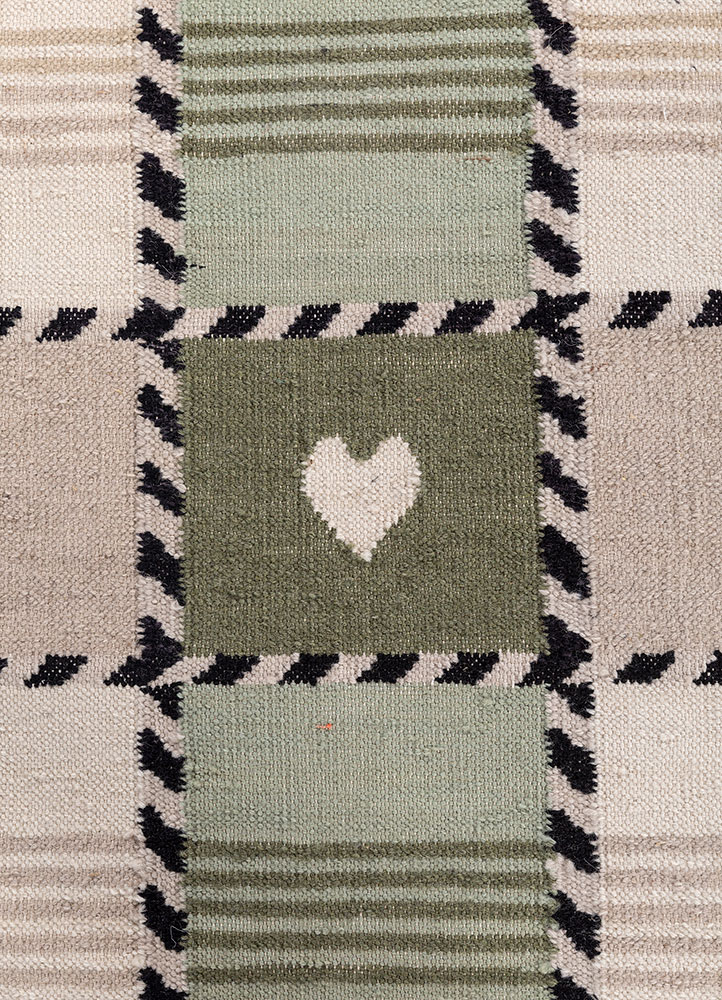 alhambra green wool flat weaves Rug - CloseUp