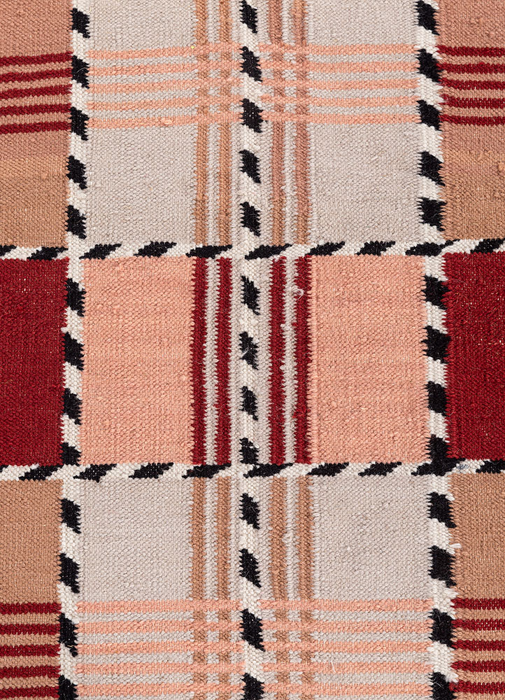 alhambra red and orange wool flat weaves Rug - CloseUp