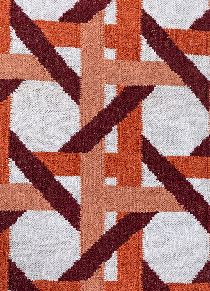 alhambra red and orange wool flat weaves Rug - CloseUp