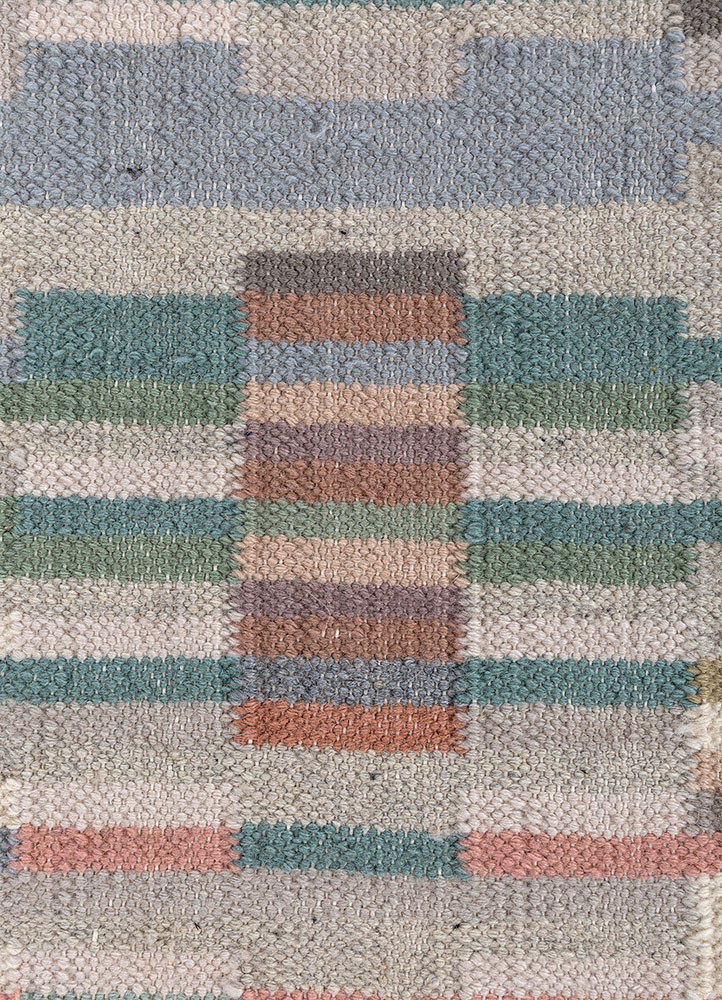 checkers ivory wool flat weaves Rug - CloseUp
