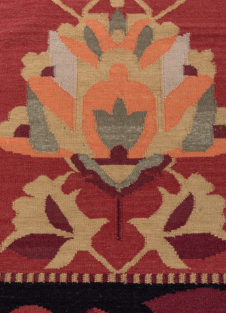 aprezo grey and black wool flat weaves Rug - CloseUp