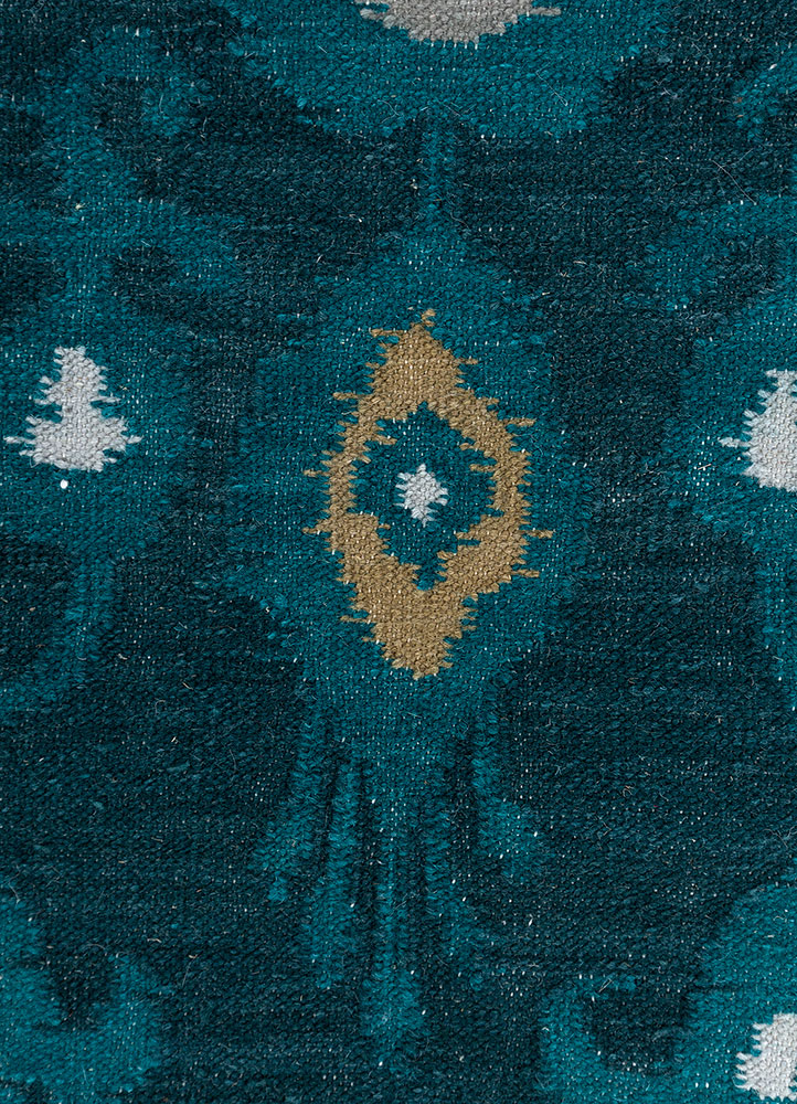 bedouin blue wool flat weaves Rug - CloseUp