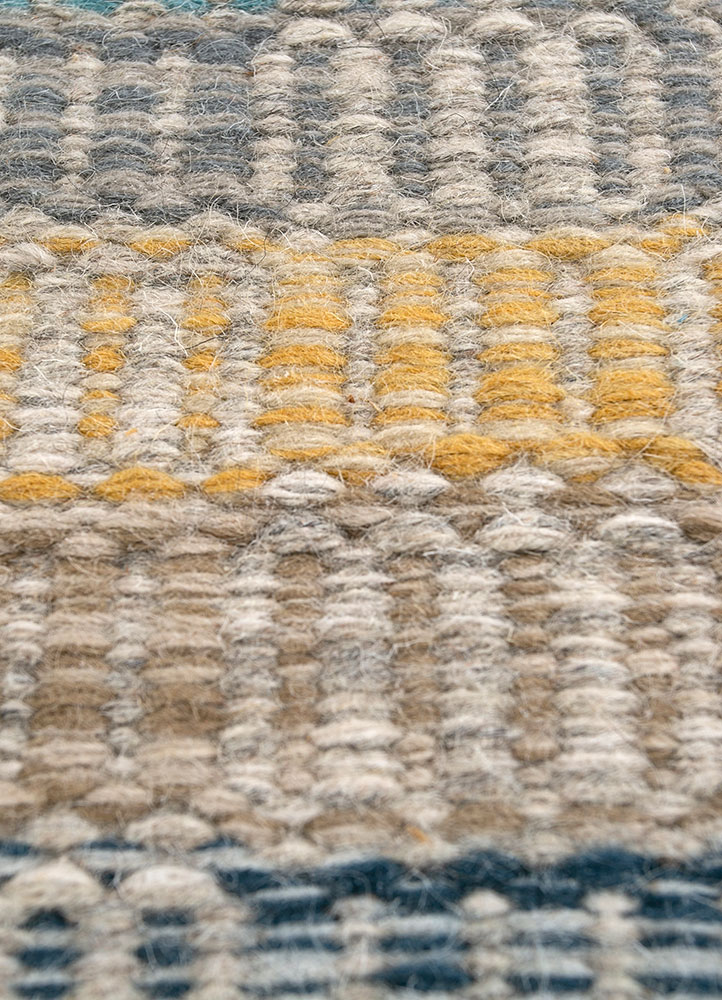 abrash beige and brown wool flat weaves Rug - CloseUp
