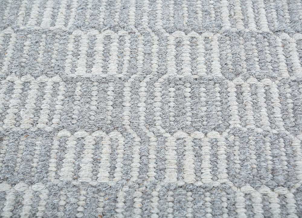 abrash grey and black wool flat weaves Rug - CloseUp