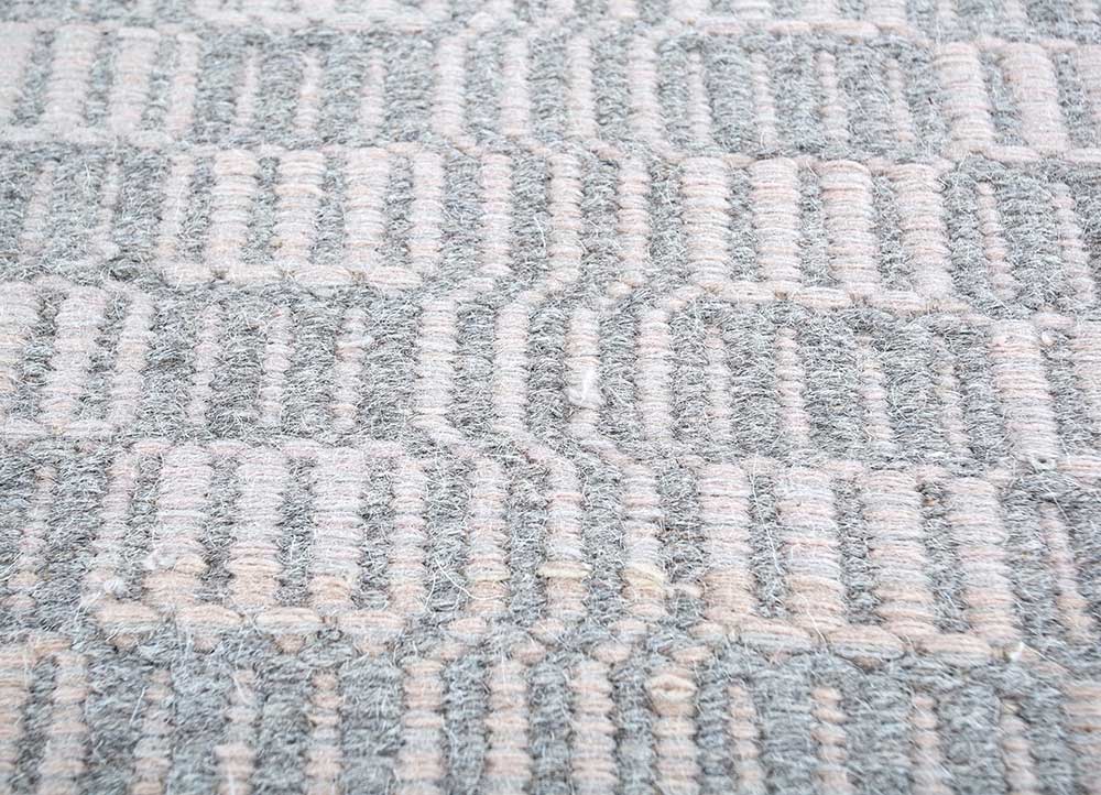 abrash grey and black wool flat weaves Rug - CloseUp
