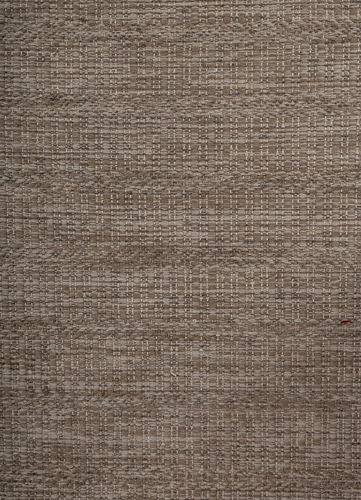 abrash beige and brown wool flat weaves Rug - CloseUp