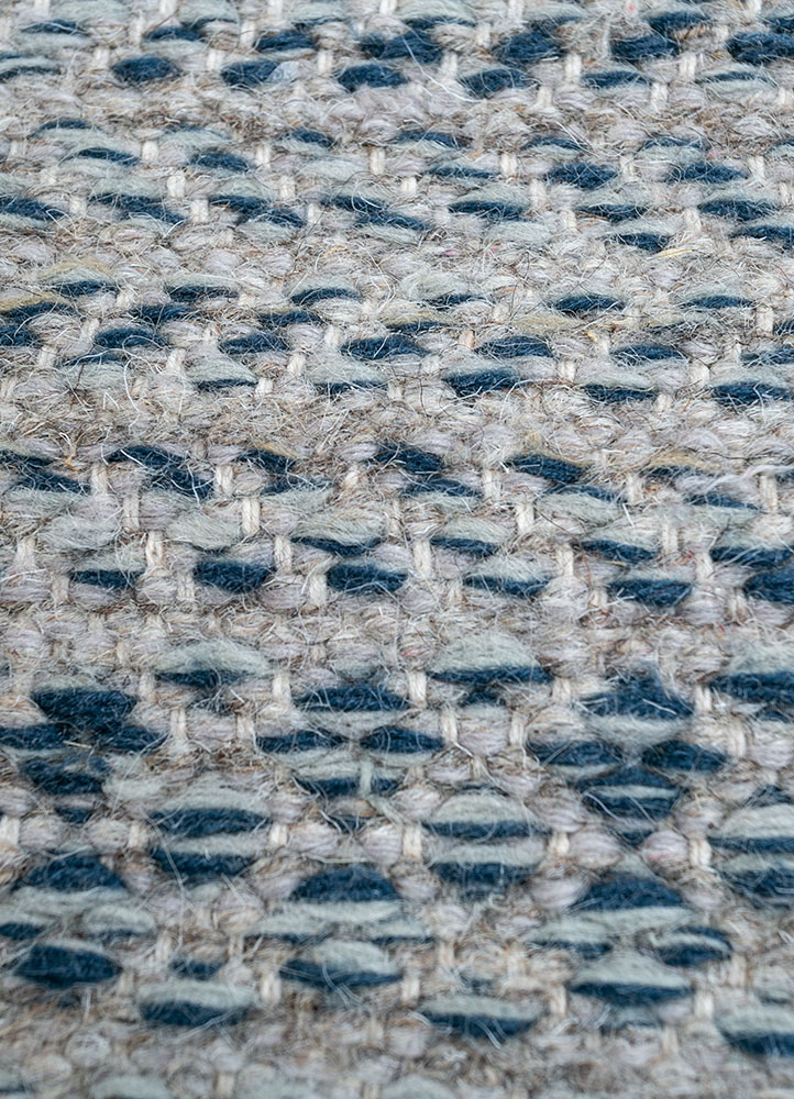 abrash blue wool flat weaves Rug - CloseUp