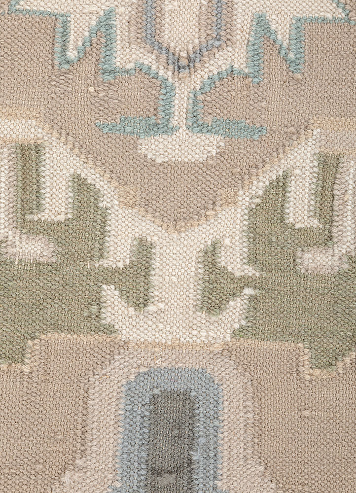 bedouin blue wool flat weaves Rug - CloseUp