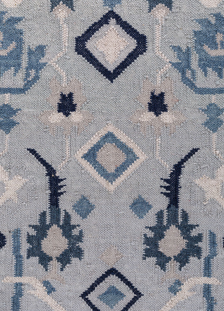 bedouin blue wool flat weaves Rug - CloseUp