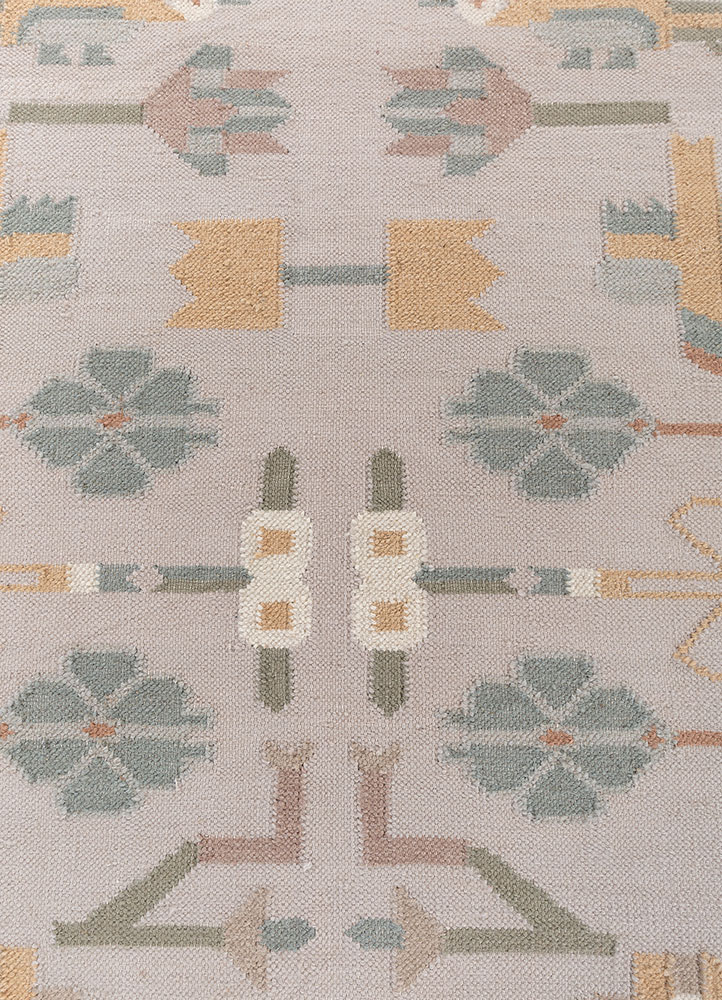 bedouin ivory wool flat weaves Rug - CloseUp