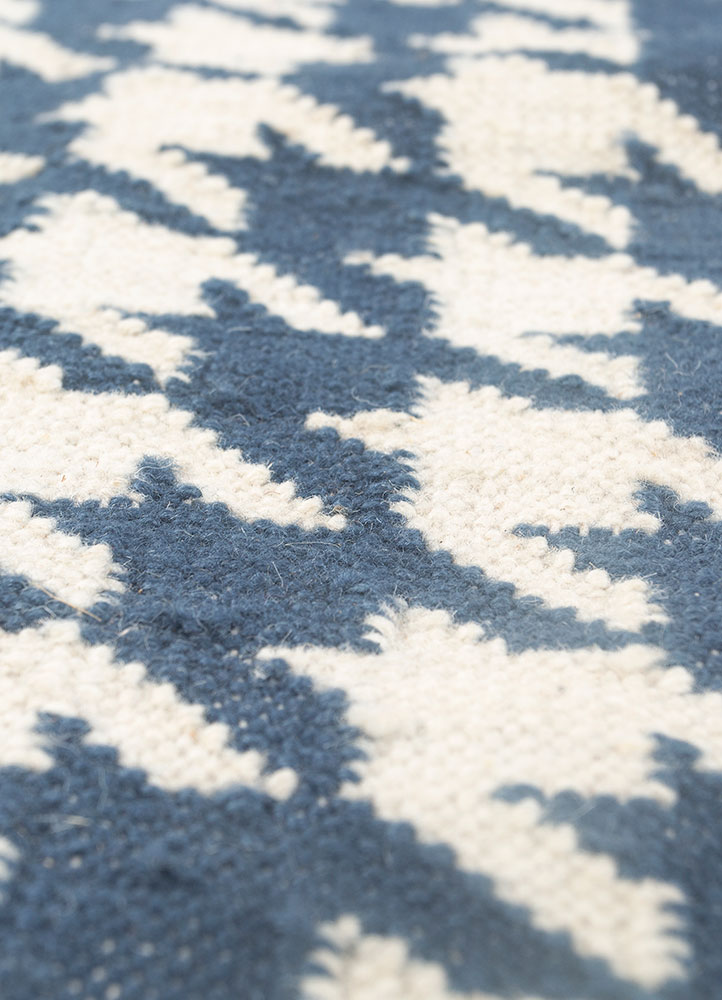 alhambra blue wool flat weaves Rug - CloseUp