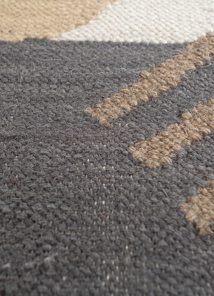 checkers ivory wool flat weaves Rug - CloseUp