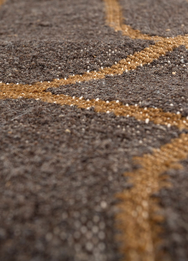 indusbar beige and brown wool flat weaves Rug - CloseUp