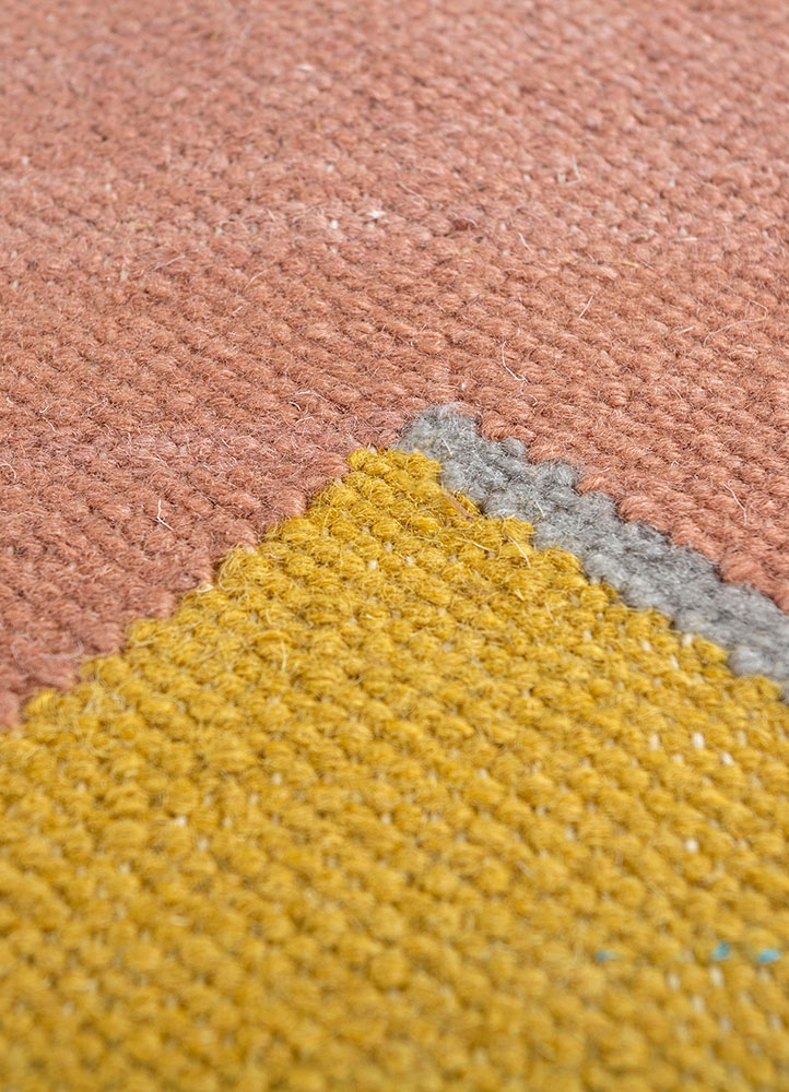 checkers ivory wool flat weaves Rug - CloseUp