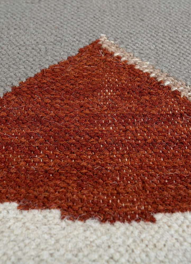 checkers ivory wool flat weaves Rug - CloseUp