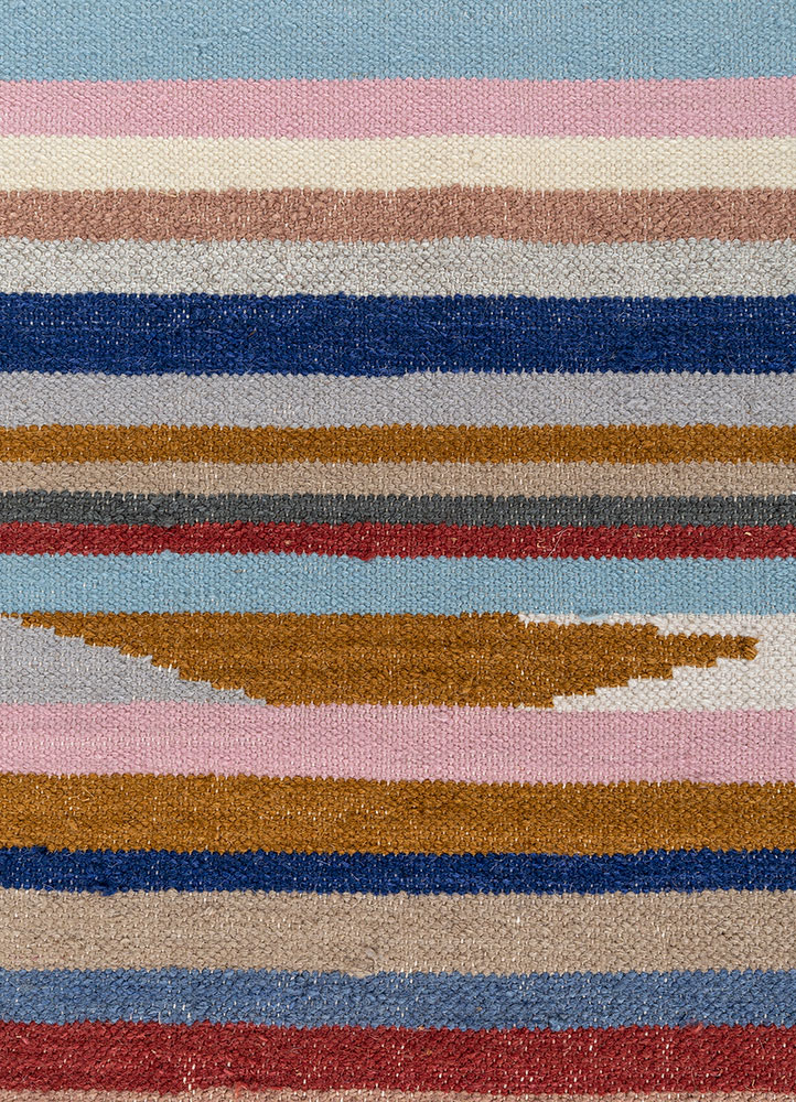 indusbar blue wool flat weaves Rug - CloseUp