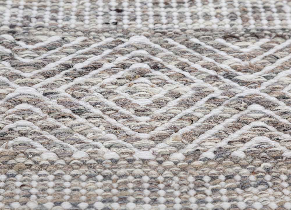 abrash grey and black wool flat weaves Rug - CloseUp