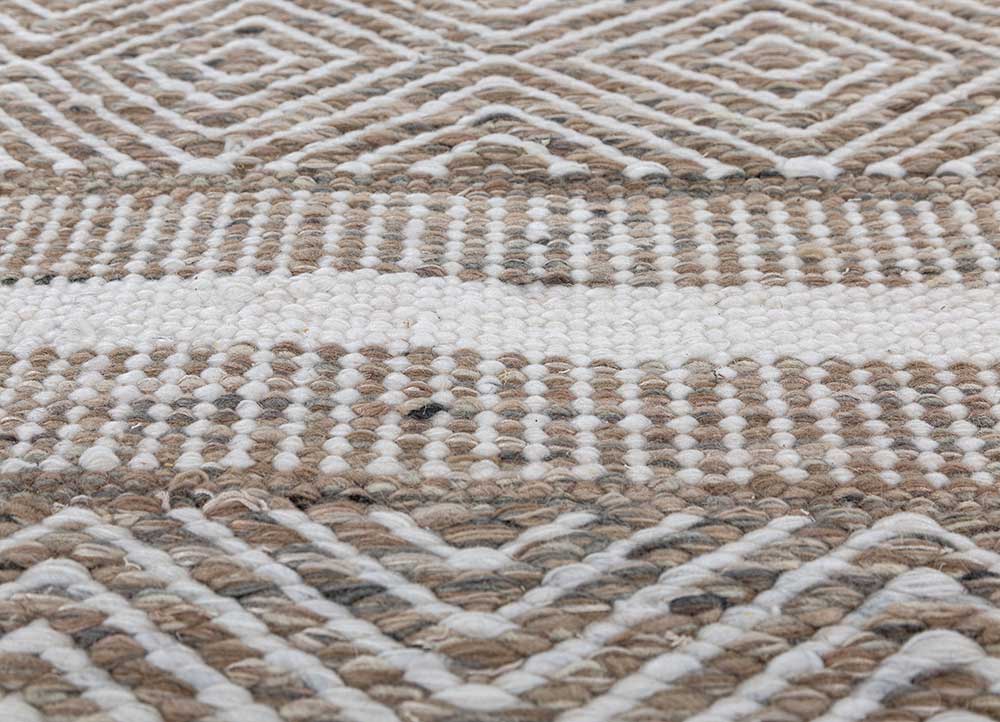 abrash beige and brown wool flat weaves Rug - CloseUp