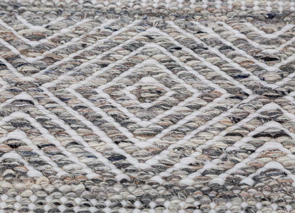 abrash grey and black wool flat weaves Rug - CloseUp