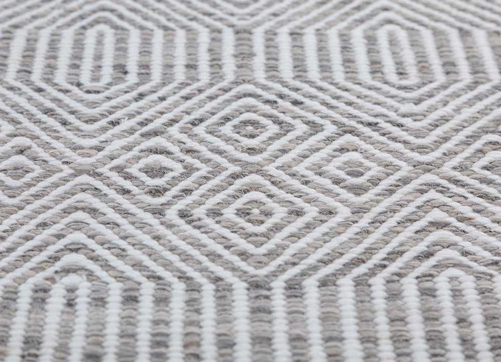 abrash grey and black wool flat weaves Rug - CloseUp