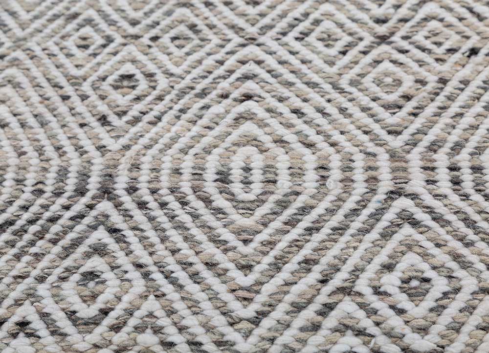 abrash beige and brown wool flat weaves Rug - CloseUp