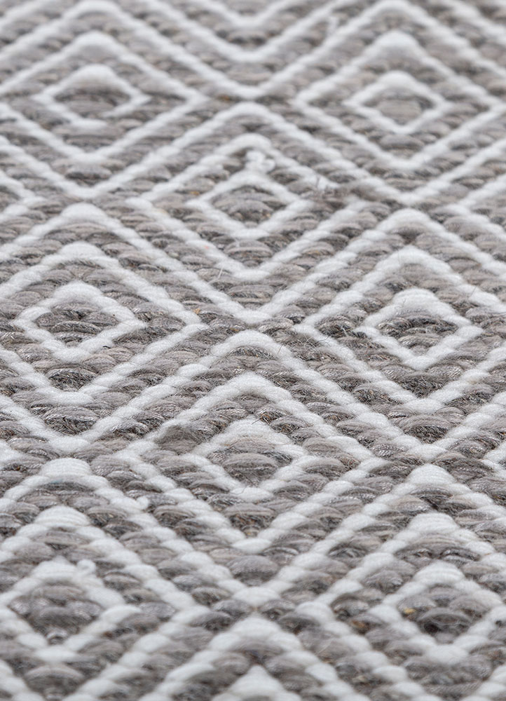 abrash grey and black wool flat weaves Rug - CloseUp