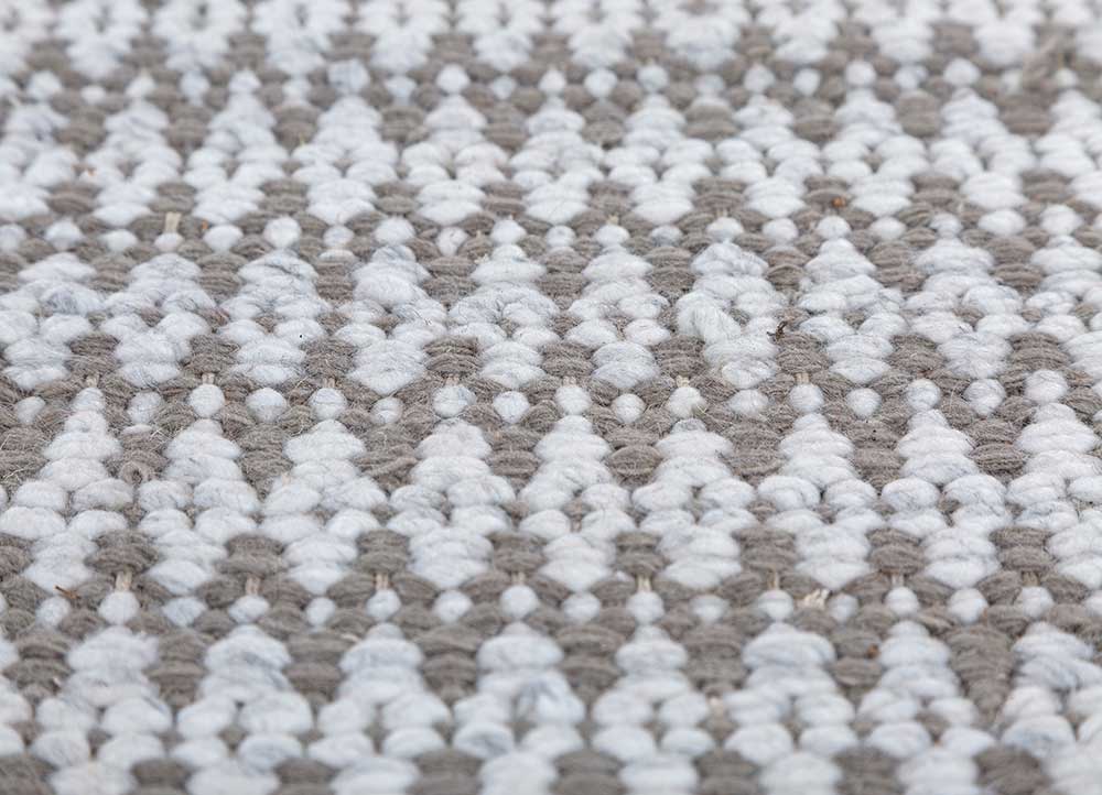 abrash grey and black wool flat weaves Rug - CloseUp