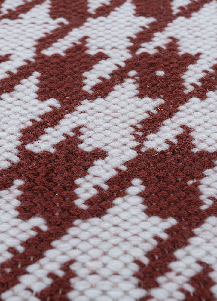 alhambra red and orange wool flat weaves Rug - CloseUp